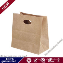 Bio-Degradable Kraft Paper Bag Stand up with Die Cut Handle for Food Packaging